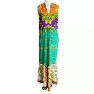Beige by ECI block color patterned maxi dress with pockets size 8